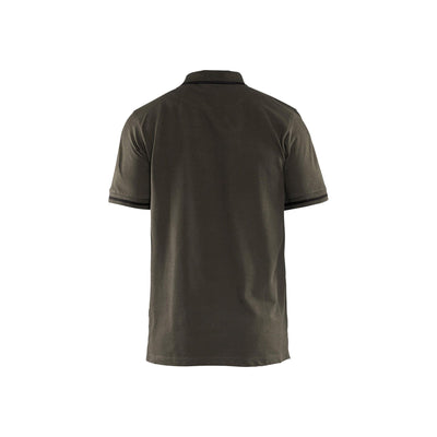 Blaklader 33891050 Work Polo Shirt Dark Olive Green/Black Rear #colour_dark-olive-green-black