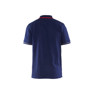Blaklader 33891050 Work Polo Shirt Navy Blue/Red Rear #colour_navy-blue-red