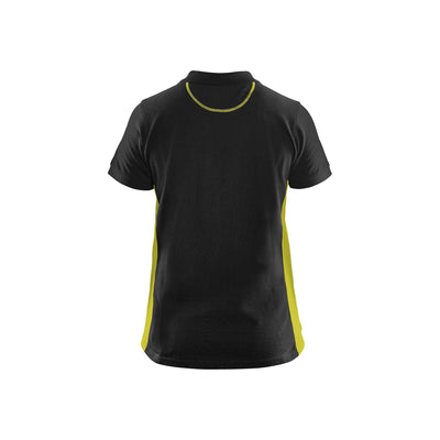 Blaklader 33901050 Work Polo Shirt Black/Hi-Vis Yellow Rear #colour_black-yellow