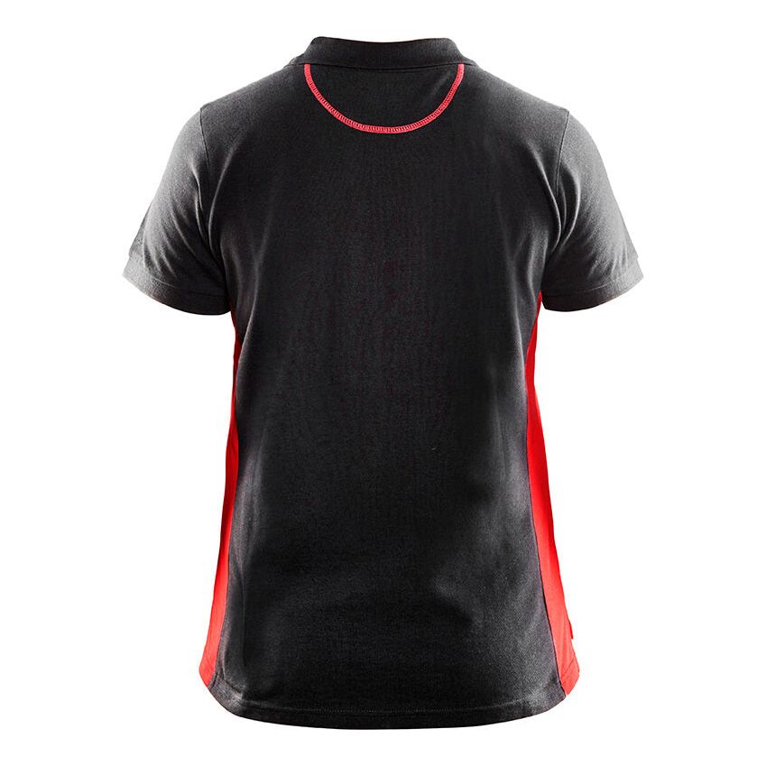 Blaklader 33901050 Work Polo Shirt Black/Red Rear #colour_black-red