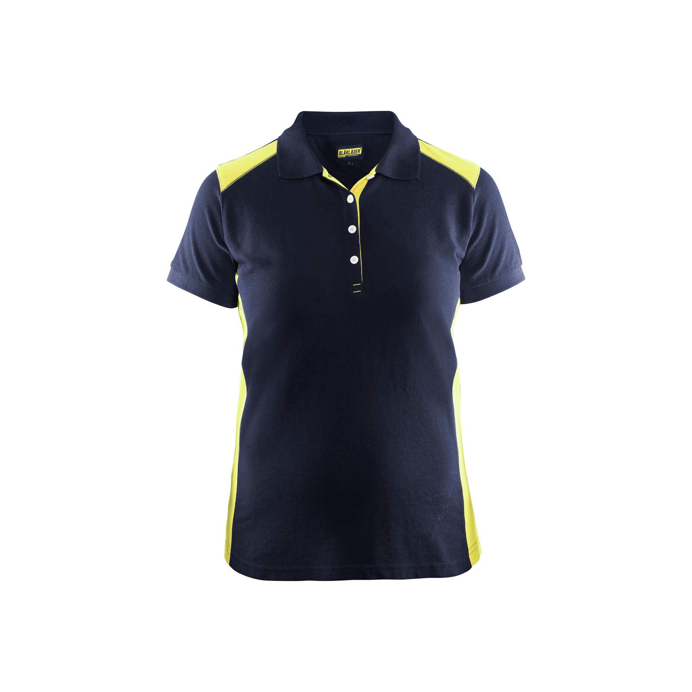 Blaklader 33901050 Work Polo Shirt Navy Blue/Hi-Vis Yellow Main #colour_navy-blue-yellow