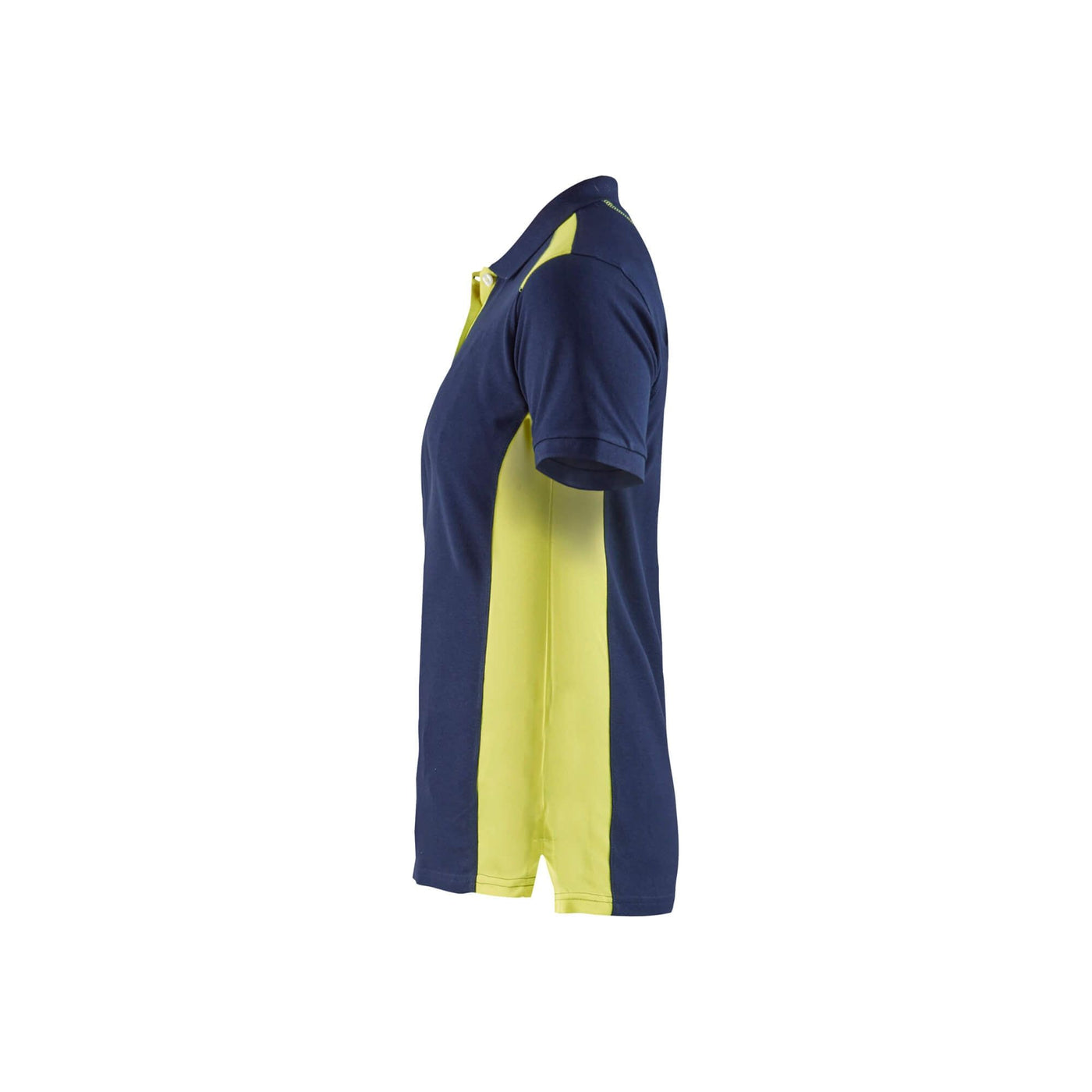 Blaklader 33901050 Work Polo Shirt Navy Blue/Hi-Vis Yellow Left #colour_navy-blue-yellow