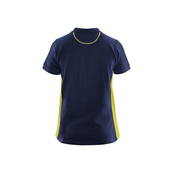 Blaklader 33901050 Work Polo Shirt Navy Blue/Hi-Vis Yellow Rear #colour_navy-blue-yellow