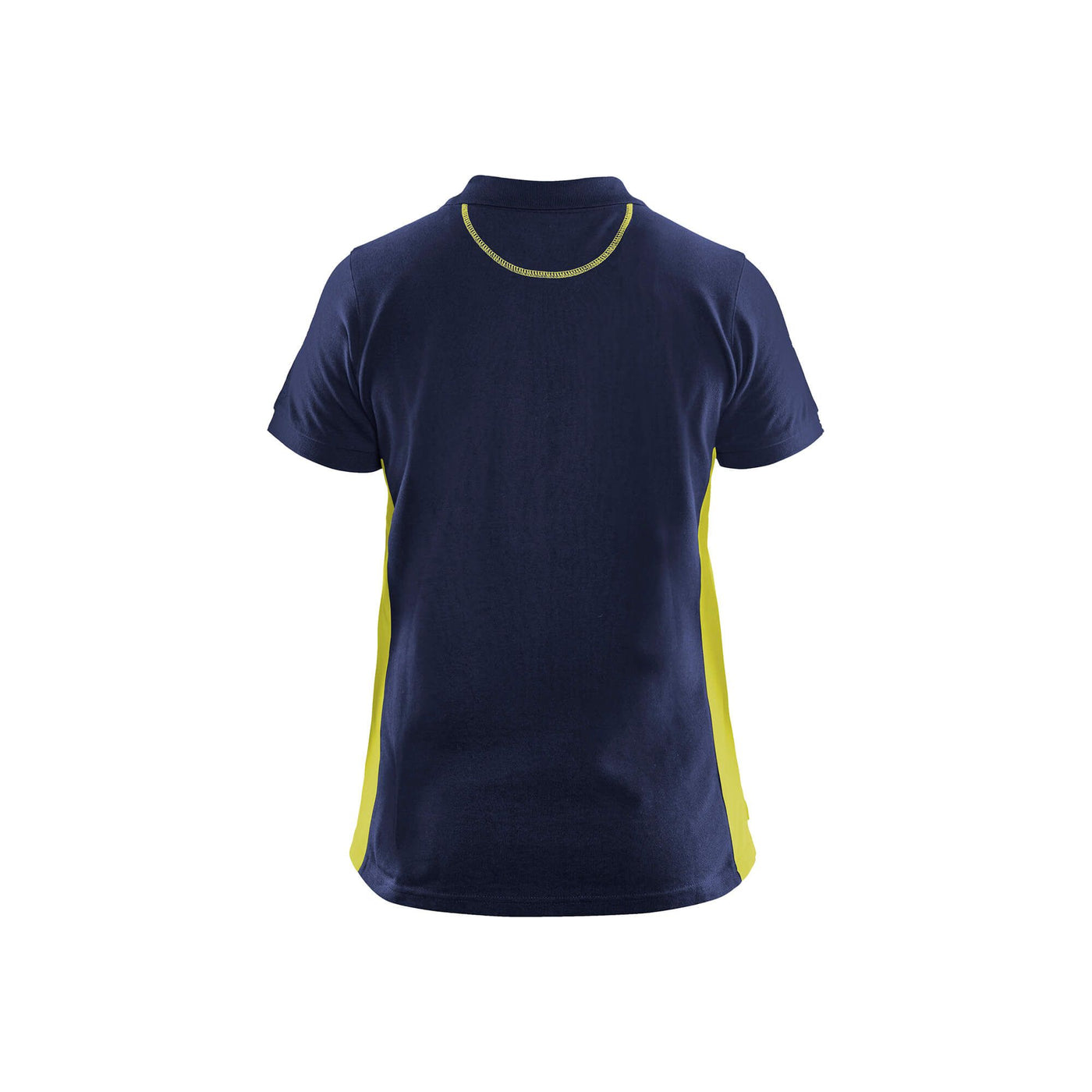 Blaklader 33901050 Work Polo Shirt Navy Blue/Hi-Vis Yellow Rear #colour_navy-blue-yellow