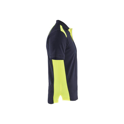 Blaklader 33241050 Work Polo Shirt Dark Navy Blue/Hi-Vis Yellow Right #colour_dark-navy-blue-hi-vis-yellow