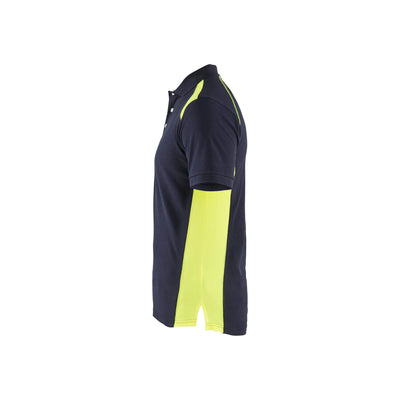 Blaklader 33241050 Work Polo Shirt Dark Navy Blue/Hi-Vis Yellow Left #colour_dark-navy-blue-hi-vis-yellow
