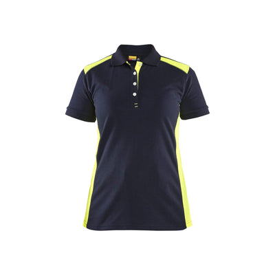 Blaklader 33901050 Womens Polo Shirt Dark Navy Blue/Hi-Vis Yellow Main #colour_dark-navy-blue-yellow