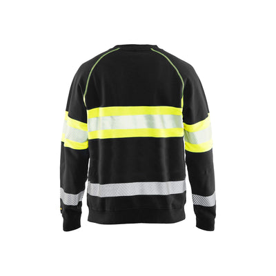 Blaklader 33591158 Work Sweatshirt Hi-Vis Black/Hi-Vis Yellow Rear #colour_black-yellow