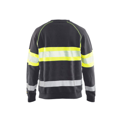 Blaklader 33591158 Work Sweatshirt Hi-Vis Mid Grey/Hi-Vis Yellow Rear #colour_mid-grey-hi-vis-yellow