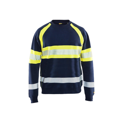 Blaklader 33591158 Work Sweatshirt Hi-Vis Navy Blue/Hi-Vis Yellow Main #colour_navy-blue-yellow