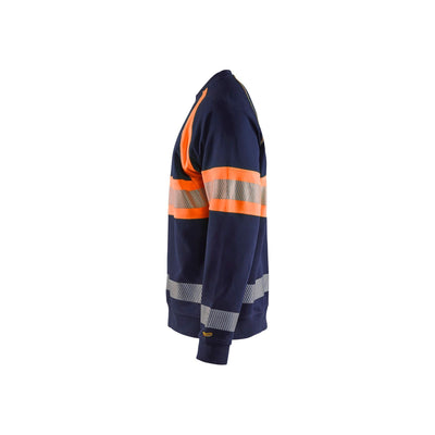Blaklader 33591158 Work Sweatshirt Hi-Vis Navy Blue/Orange Left #colour_navy-blue-orange