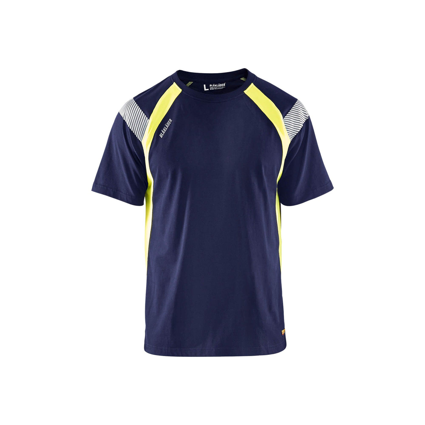 Blaklader 33321030 Work T-Shirt Navy Blue/Hi-Vis Yellow Main #colour_navy-blue-yellow