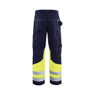 Blaklader 14781514 Work Trousers Multinorm Navy Blue/Hi-Vis Yellow Rear #colour_navy-blue-yellow
