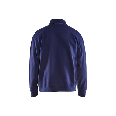 Blaklader 33701158 Workwear Collar Sweatshirt Navy Blue Rear #colour_navy-blue