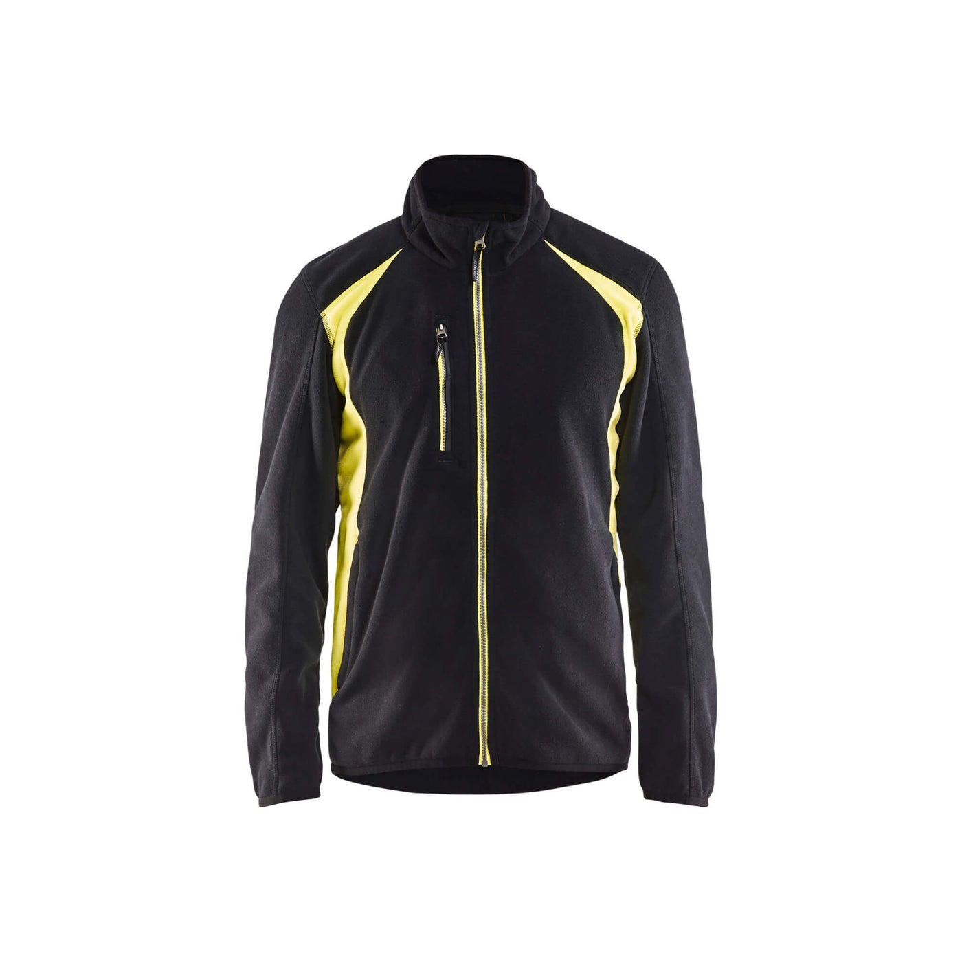 Blaklader 47302510 Workwear Fleece Jacket Black/Hi-Vis Yellow Main #colour_black-yellow