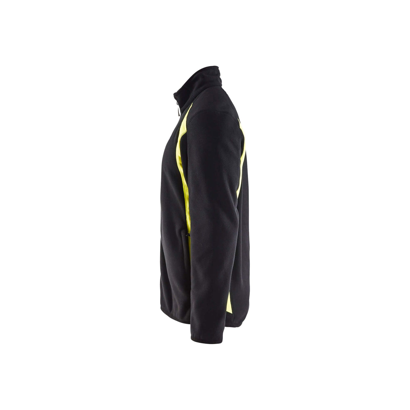 Blaklader 47302510 Workwear Fleece Jacket Black/Hi-Vis Yellow Left #colour_black-yellow