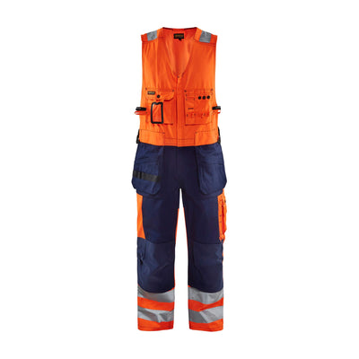 Blaklader 26531804 Workwear Hi-Vis Overalls Orange/Navy Blue Main #colour_orange-navy-blue