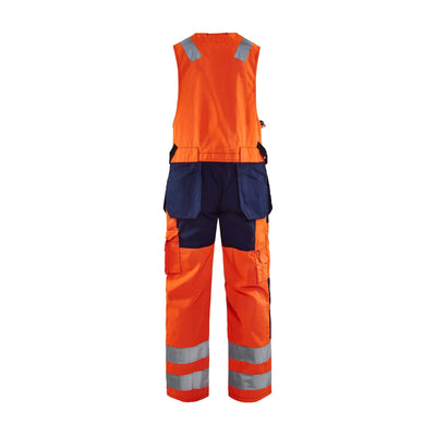 Blaklader 26531804 Workwear Hi-Vis Overalls Orange/Navy Blue Rear #colour_orange-navy-blue