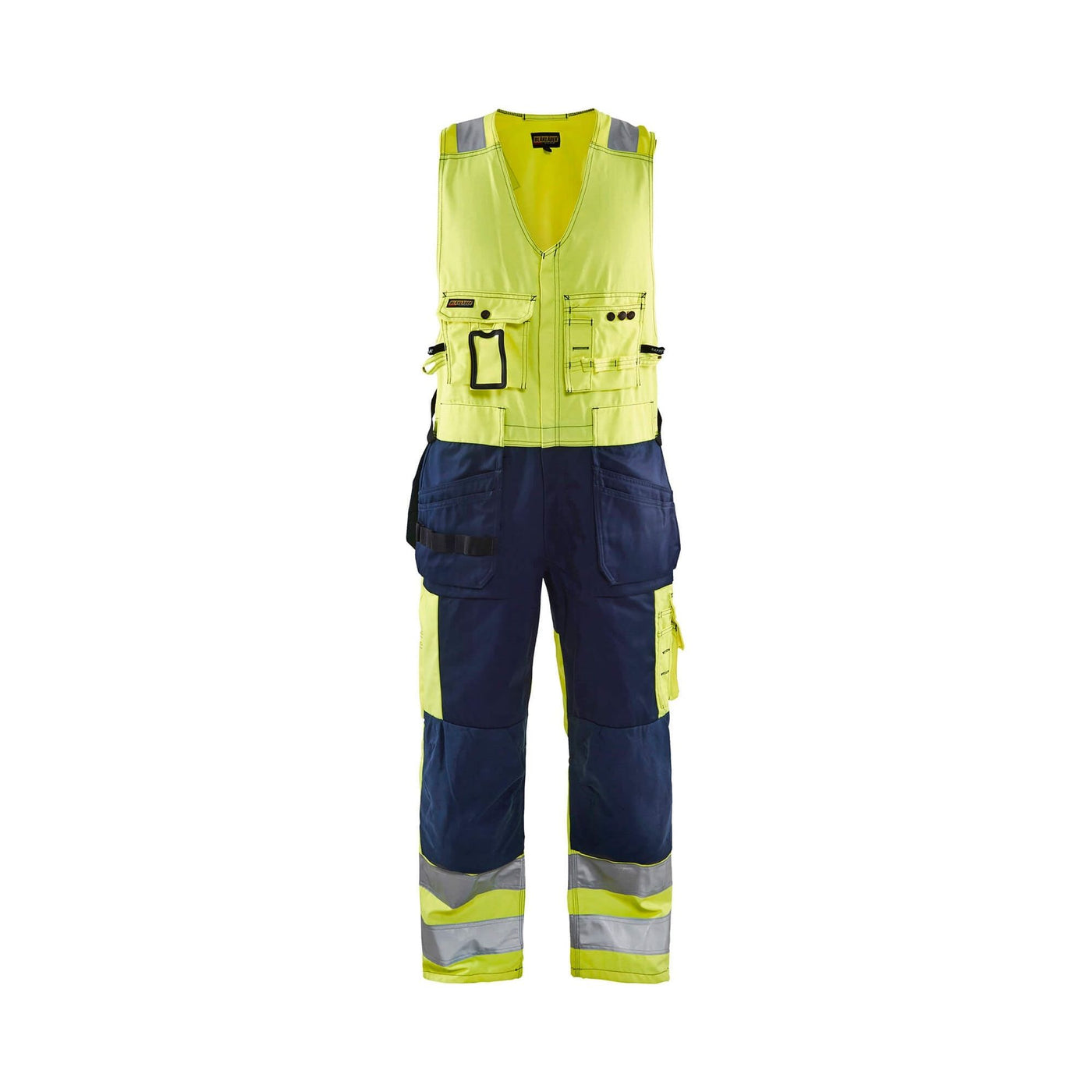 Blaklader 26531804 Workwear Hi-Vis Overalls Yellow/Navy Blue Main #colour_yellow-navy-blue