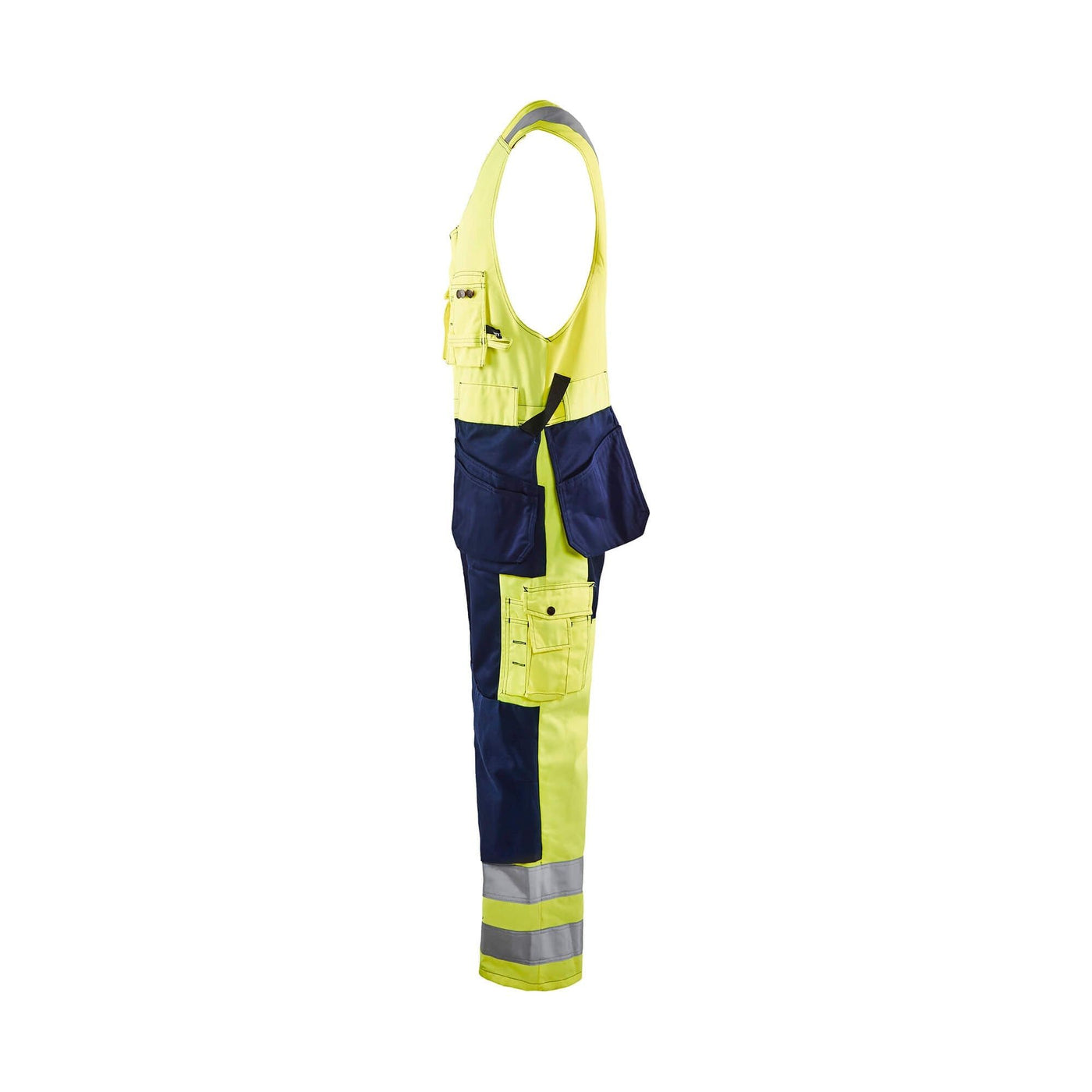 Blaklader 26531804 Workwear Hi-Vis Overalls Yellow/Navy Blue Left #colour_yellow-navy-blue