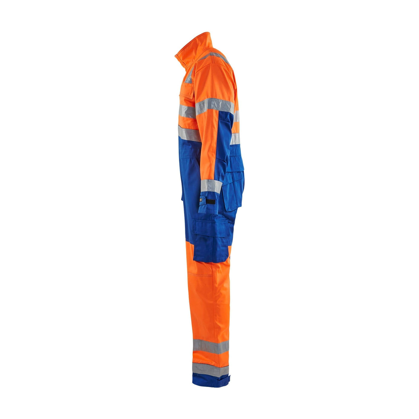 Blaklader 63731804 Workwear Hi-Vis Overalls Orange/Cornflower Blue Left #colour_orange-cornflower-blue
