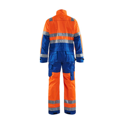 Blaklader 63731804 Workwear Hi-Vis Overalls Orange/Cornflower Blue Rear #colour_orange-cornflower-blue