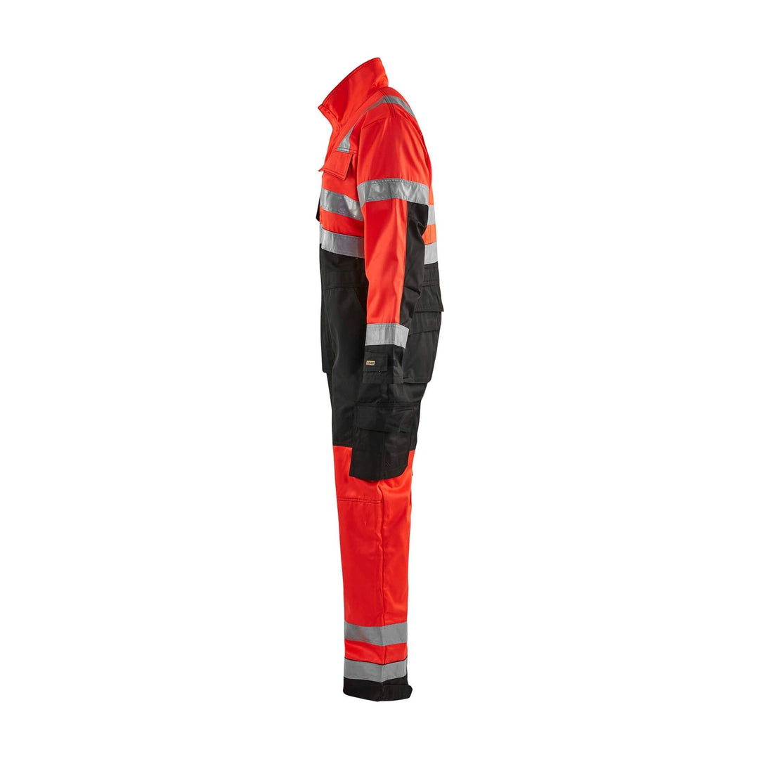 Blaklader 63731804 Workwear Hi-Vis Overalls Red/Black Left #colour_red-black