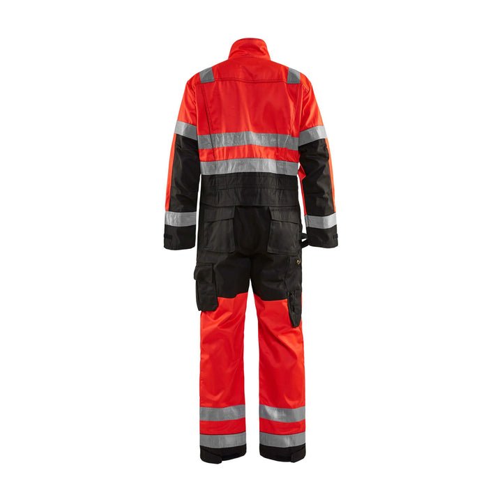 Blaklader 63731804 Workwear Hi-Vis Overalls Red/Black Rear #colour_red-black