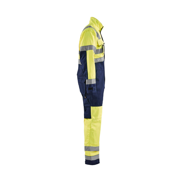 Blaklader 63731804 Workwear Hi-Vis Overalls Yellow/Navy Blue Right #colour_yellow-navy-blue