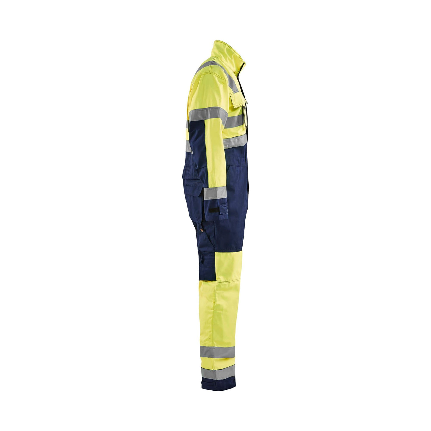 Blaklader 63731804 Workwear Hi-Vis Overalls Yellow/Navy Blue Right #colour_yellow-navy-blue