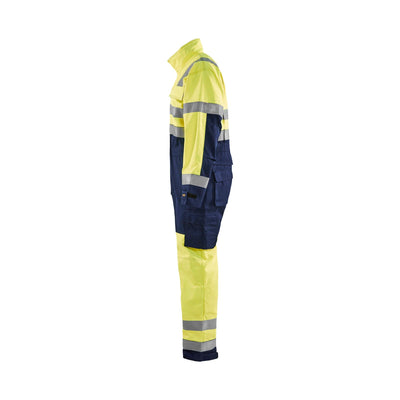 Blaklader 63731804 Workwear Hi-Vis Overalls Yellow/Navy Blue Left #colour_yellow-navy-blue