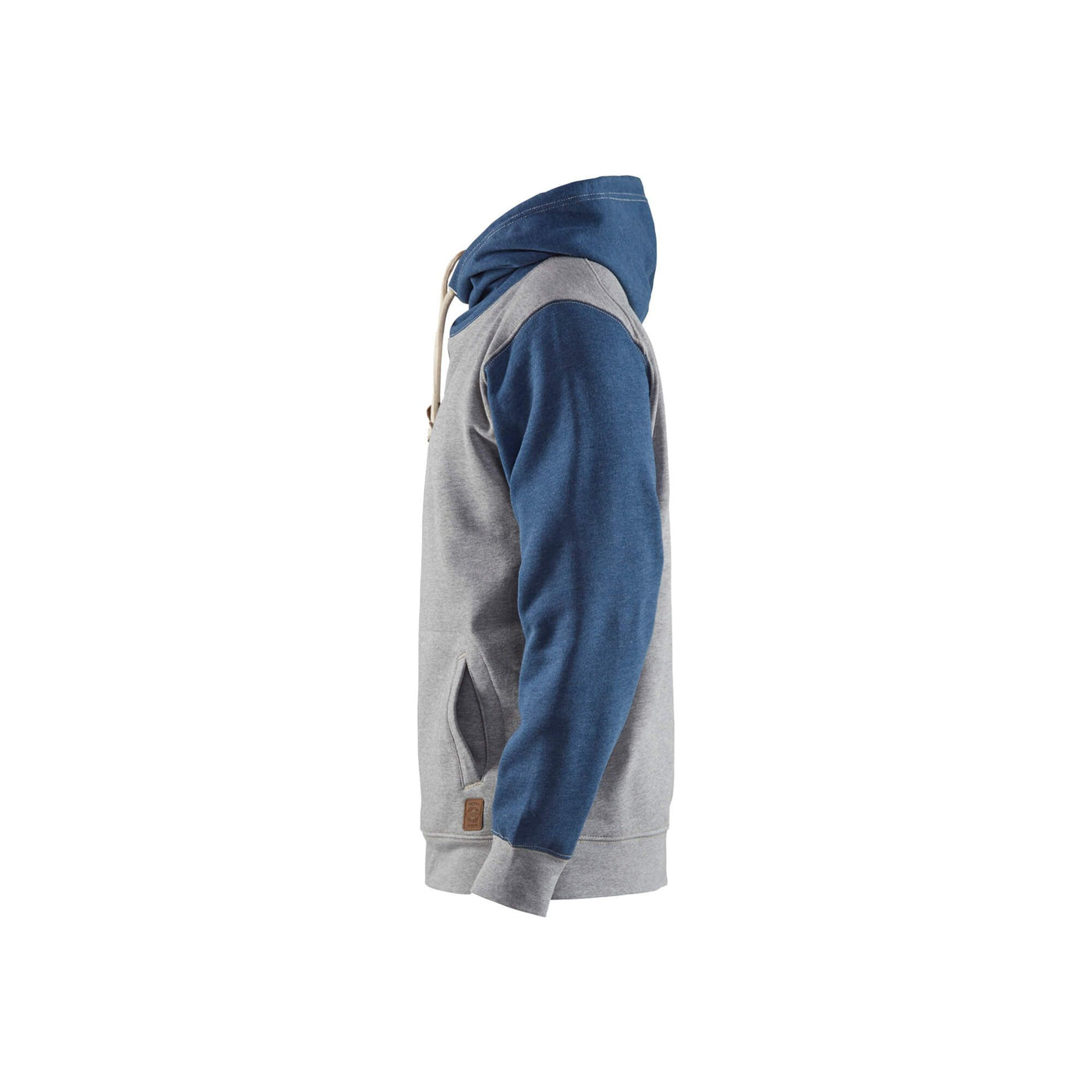 Blaklader 33991157 Workwear Hoodie Sweater Melange Grey/Blue Left #colour_melange-grey-blue