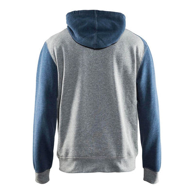 Blaklader 33991157 Workwear Hoodie Sweater Melange Grey/Blue Rear #colour_melange-grey-blue