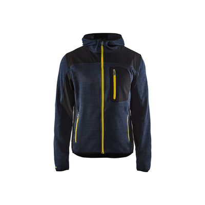 Blaklader 49302117 Workwear Knitted Jacket Dark Navy Blue/Yellow Main #colour_dark-navy-yellow