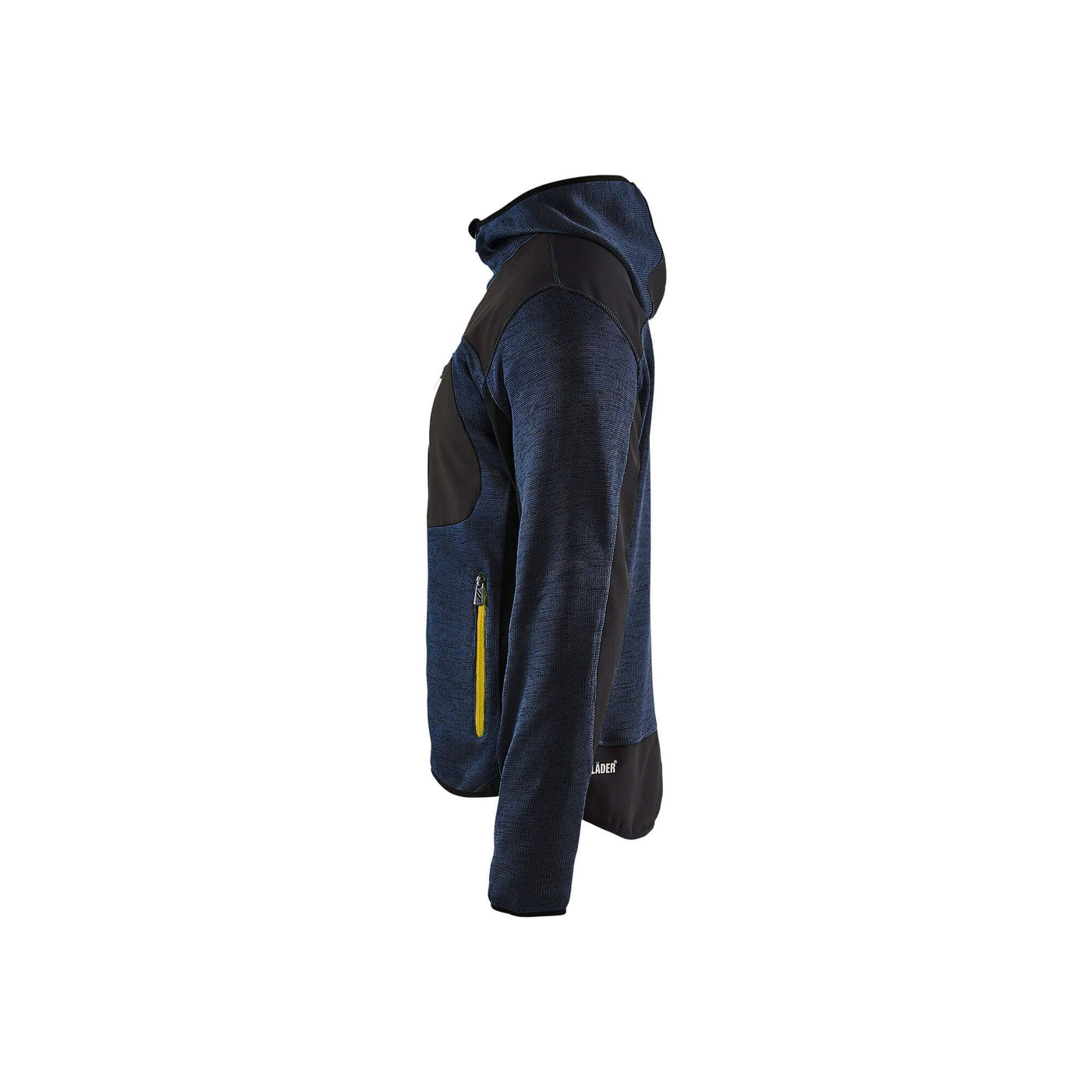 Blaklader 49302117 Workwear Knitted Jacket Dark Navy Blue/Yellow Left #colour_dark-navy-blue-yellow