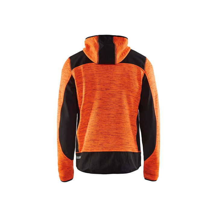 Blaklader 49302117 Workwear Knitted Jacket Orange/Black Rear #colour_orange-black