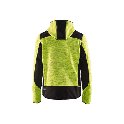 Blaklader 49302117 Workwear Knitted Jacket Yellow/Black Rear #colour_yellow-black