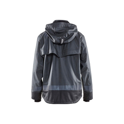 Blaklader 43222003 Workwear Rain Jacket Dark Grey/Black Rear #colour_dark-grey-black