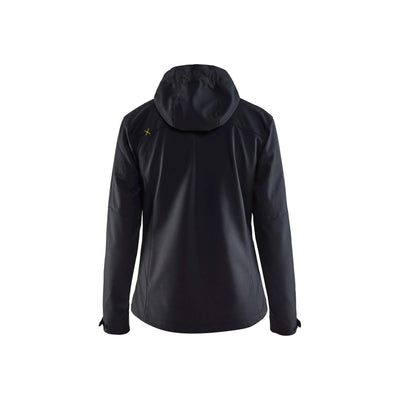 Blaklader 49192517 Workwear Softshell Jacket Black/Hi-Vis Yellow Rear #colour_black-yellow