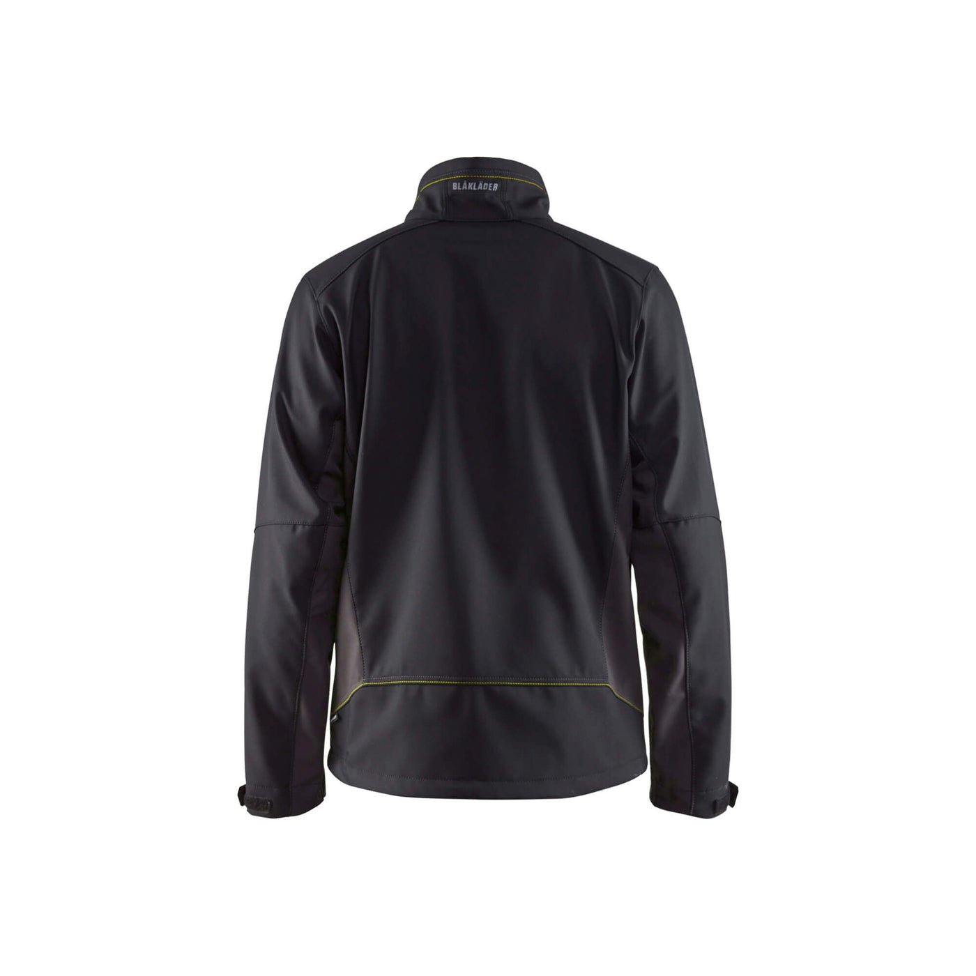 Blaklader 49502516 Workwear Softshell Jacket Black/Hi-Vis Yellow Rear #colour_black-yellow