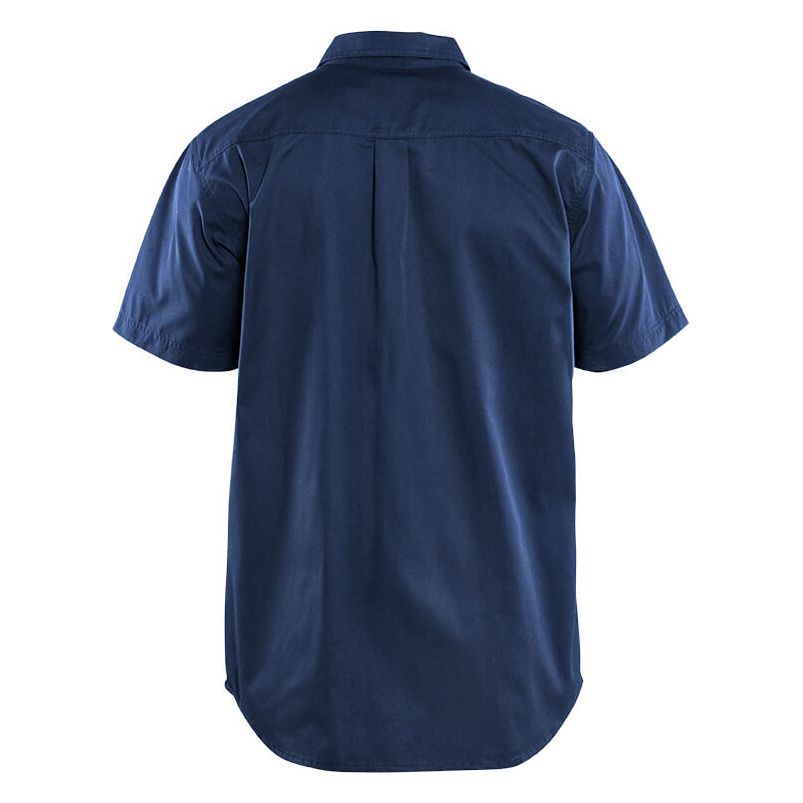 Blaklader 32961190 Workwear Twill Shirt Navy Blue Rear #colour_navy-blue