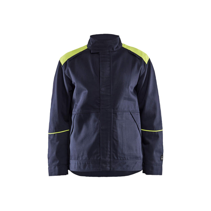 Blaklader 48011501 Workwear Welding Jacket Navy Blue/Hi-Vis Yellow Main #colour_navy-blue-yellow