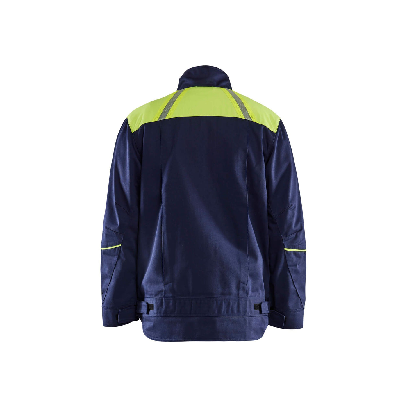 Blaklader 48011501 Workwear Welding Jacket Navy Blue/Hi-Vis Yellow Rear #colour_navy-blue-yellow