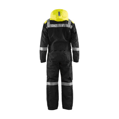 Blaklader 67871977 Workwear Winter Coverall Black/Hi-Vis Yellow Rear #colour_black-yellow