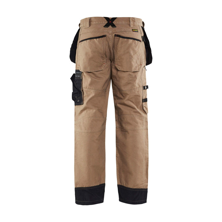 Blaklader X15001320 Craftsman Trousers Canvas Cotton 15001320 Khaki/Black Rear #colour_khaki-black