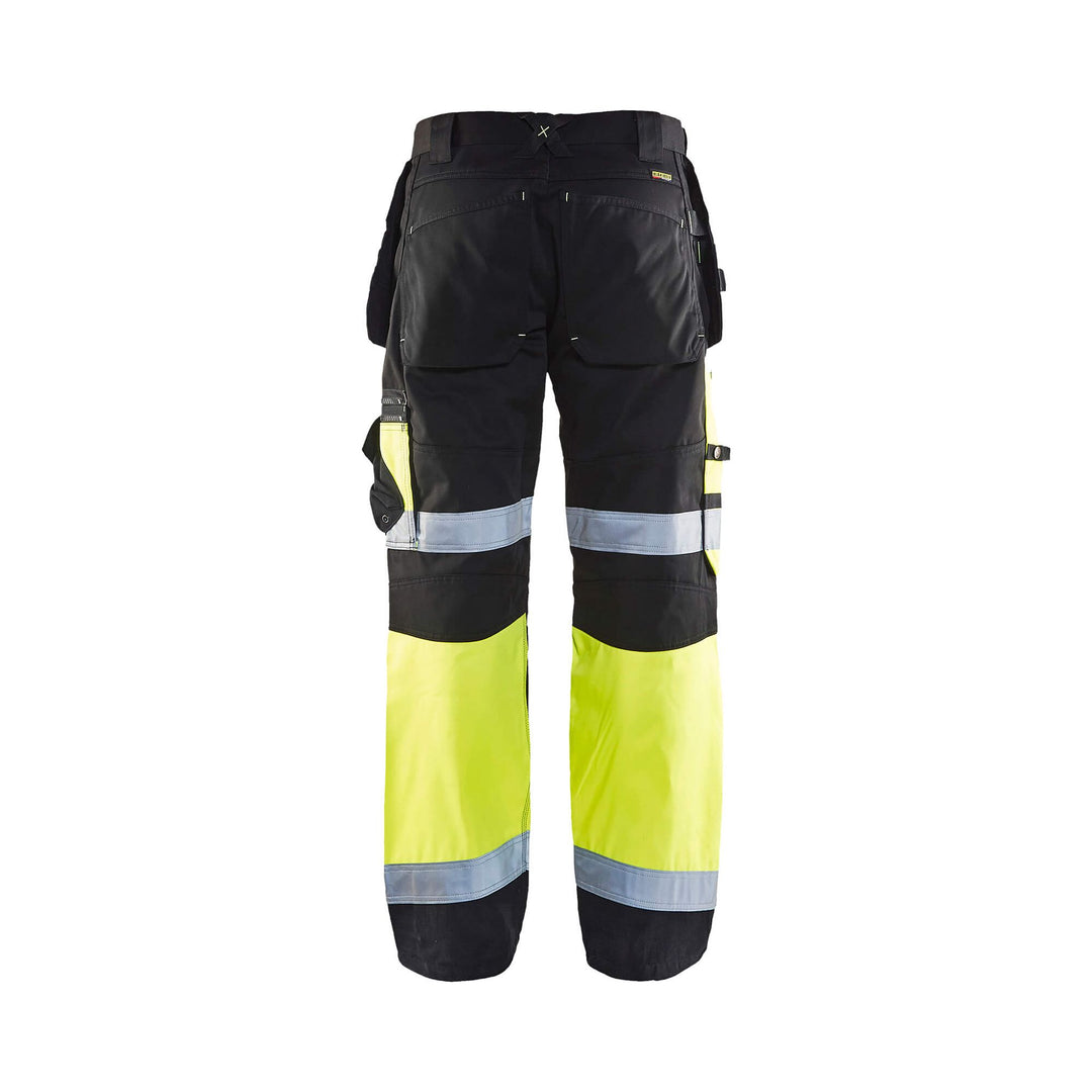 Blaklader X1500 Hi-Vis Trousers 15081860 Black/Hi-Vis Yellow Rear #colour_black-yellow