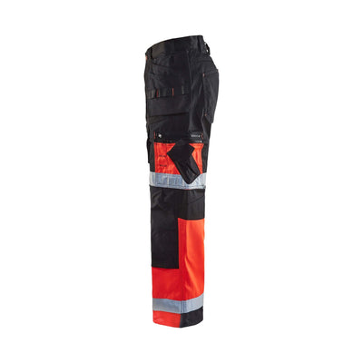 Blaklader X1500 Hi-Vis Trousers 15081860 Black/Red Left #colour_black-red