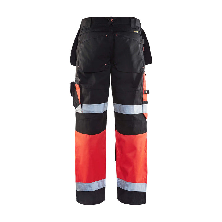 Blaklader X1500 Hi-Vis Trousers 15081860 Black/Red Rear #colour_black-red