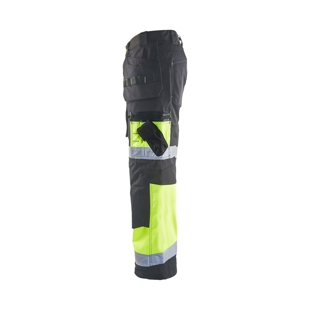 Blaklader X1500 Hi-Vis Trousers 15081860 Mid Grey/Hi-Vis Yellow Left #colour_mid-grey-hi-vis-yellow