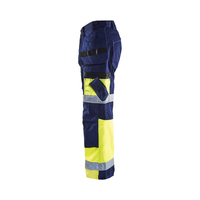 Blaklader X1500 Hi-Vis Trousers 15081860 Navy Blue/Hi-Vis Yellow Left #colour_navy-blue-yellow